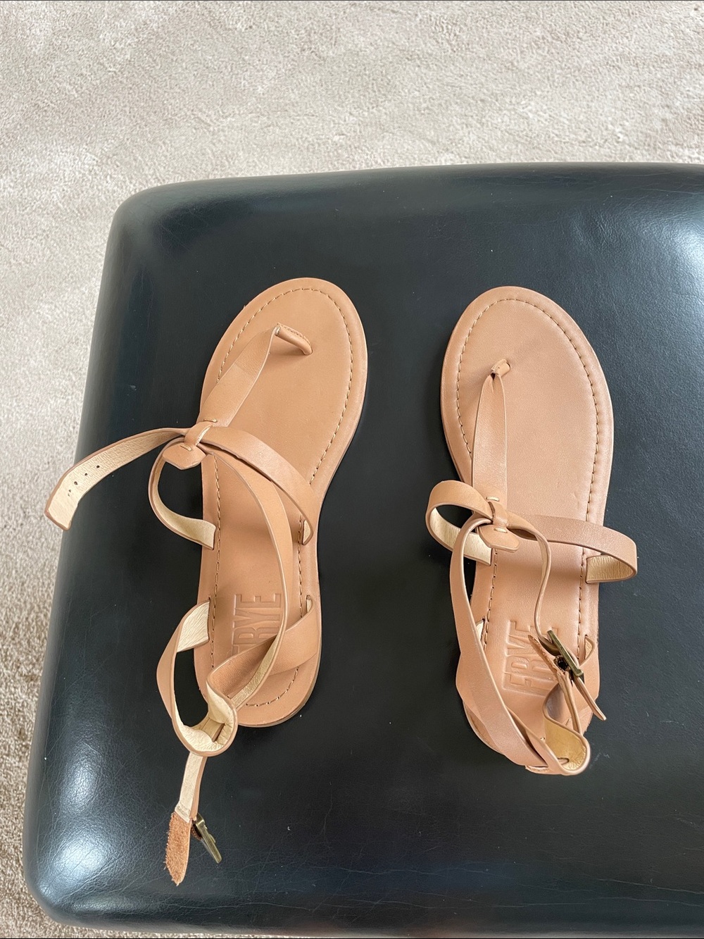Frye Cognac Leather Strappy Tie-Up Sandals